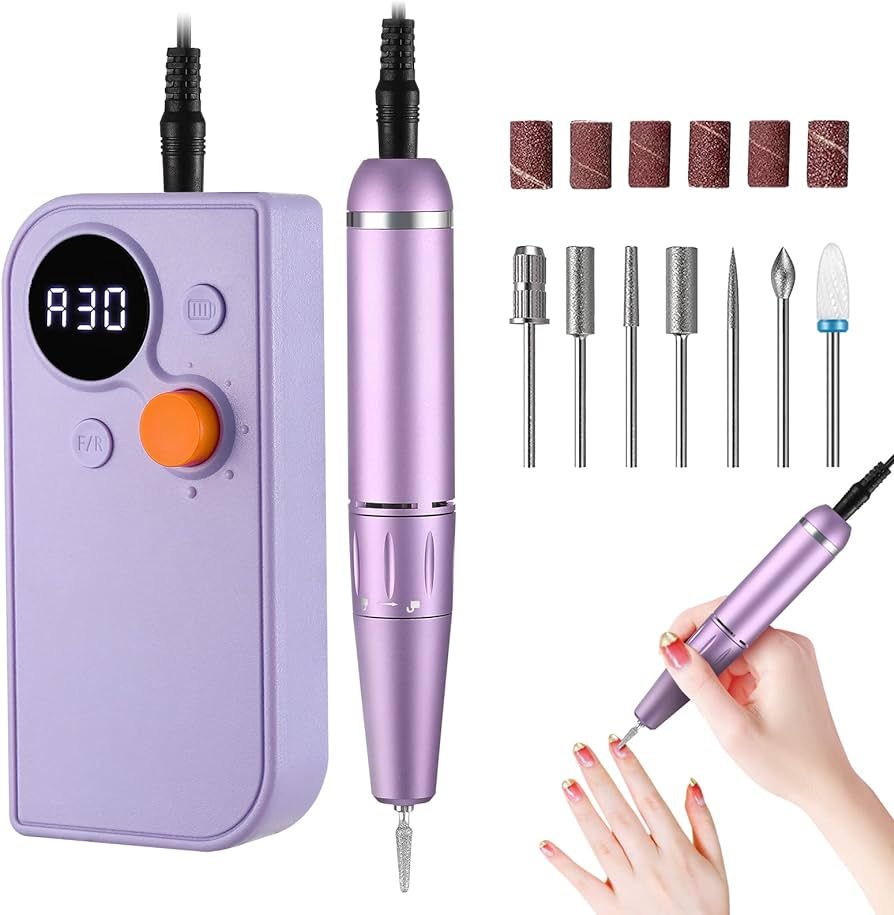 Portable Nail Drill Kit Rechargeable 30000 RPM Electric Professional Cordless Efile Nail Drill Ma... | Amazon (US)
