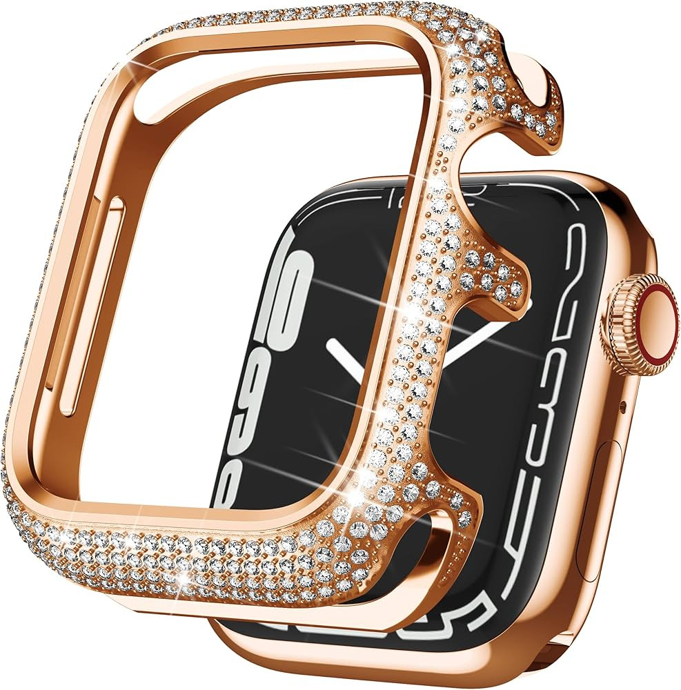 Bling Cases Compatible with Apple Watch 41mm Series 7/Series 8, Stainless Metal Protective Case w... | Amazon (US)