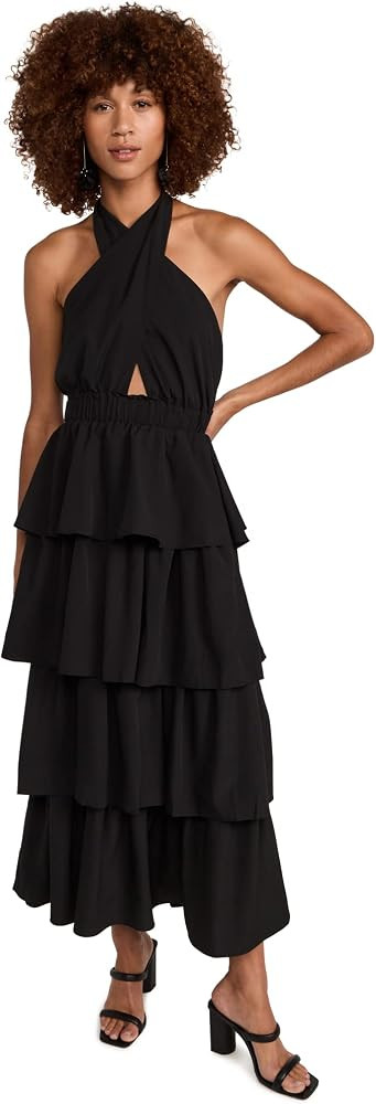 endless rose Women's Crossed Halter Neck Tiered Maxi Dress | Amazon (US)