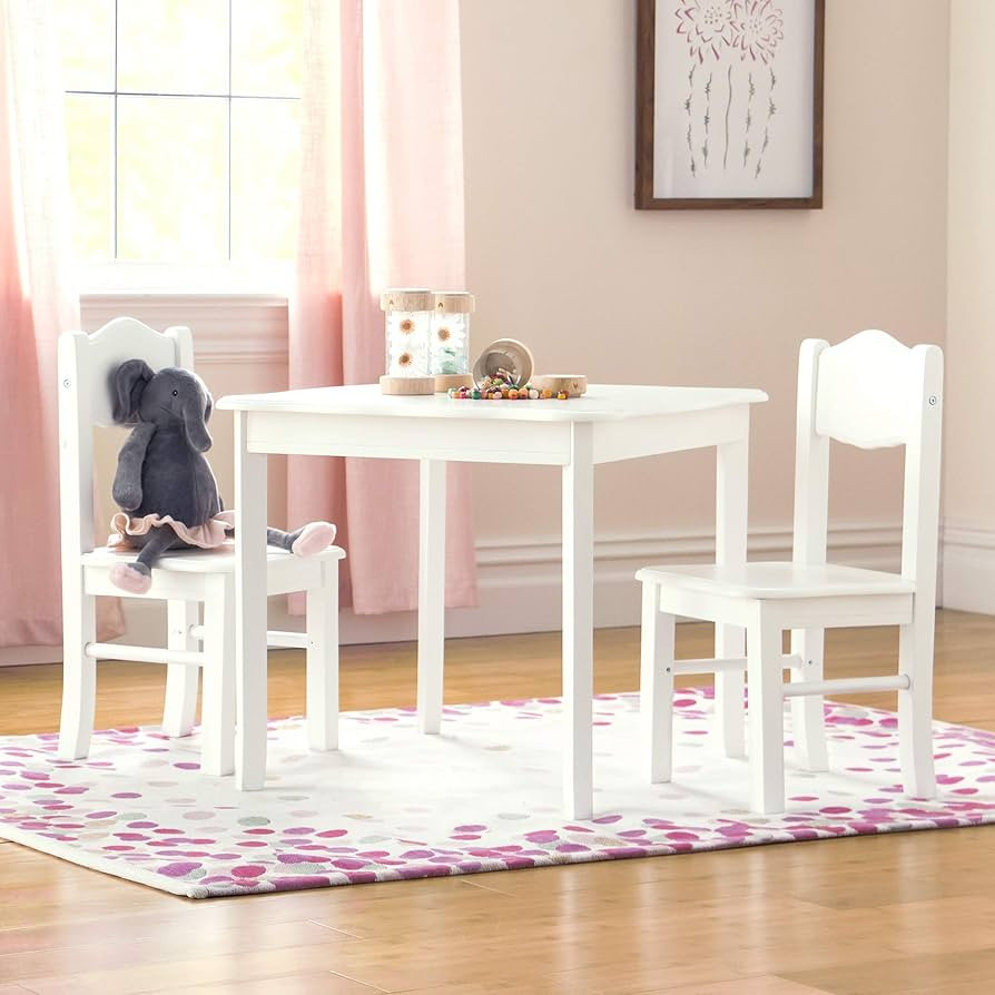 Guidecraft Classic White Table and Chairs Set: Toddler Wooden Activity Table - Dining Room, Bedro... | Amazon (US)