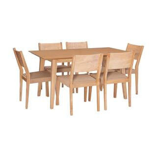 Marlene 7-Piece Rectangle Natural Wood Top Dining Room Set Seats 6 | The Home Depot