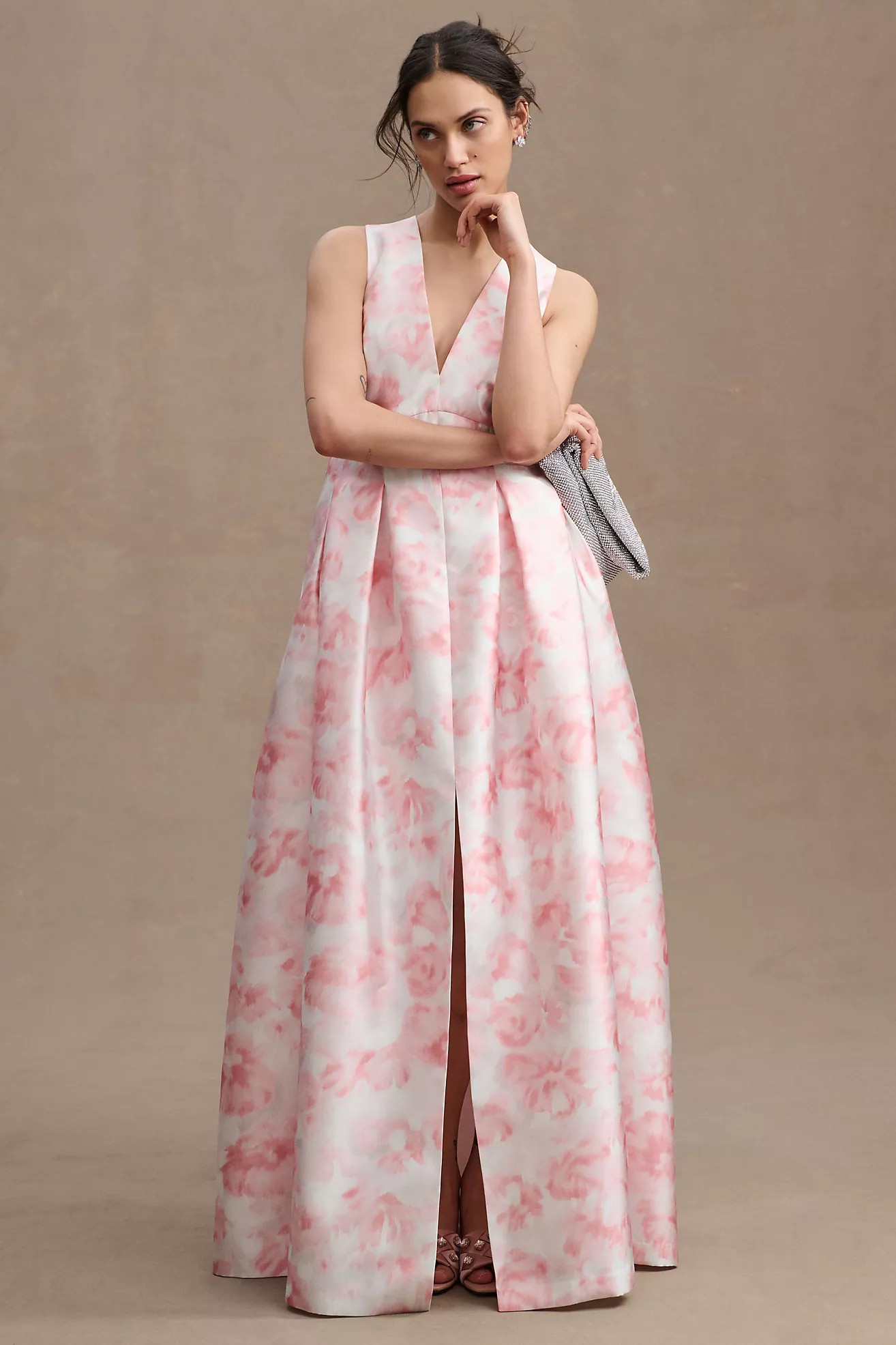 Sachin & Babi Brooke Pleated Front-Slit Gown | Anthropologie (US)