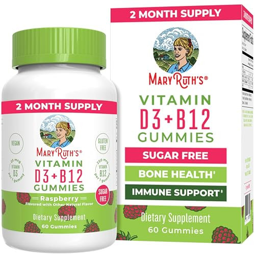 MaryRuth Organics Sugar Free | 2 Month Supply | Vitamin D & B12 Vitamin Supplements for Adults & Kids | Bone Health | Immune Support | Vegan | Non-GMO | 60 Servings | Amazon (US)