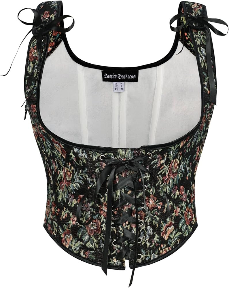 Scarlet Darkness Women's Underbust Corset Top Renaissance Medieval Lace-up Boned Fairycore Pirate... | Amazon (US)