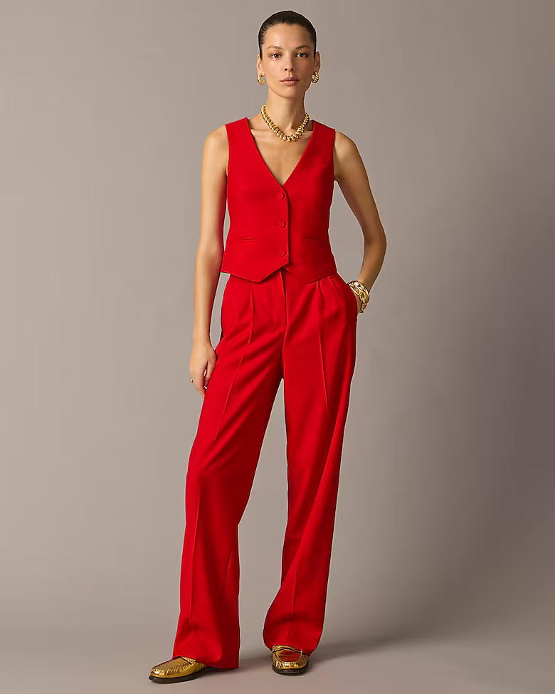 Collection pleated wide-leg tuxedo pant in Italian wool | J. Crew US