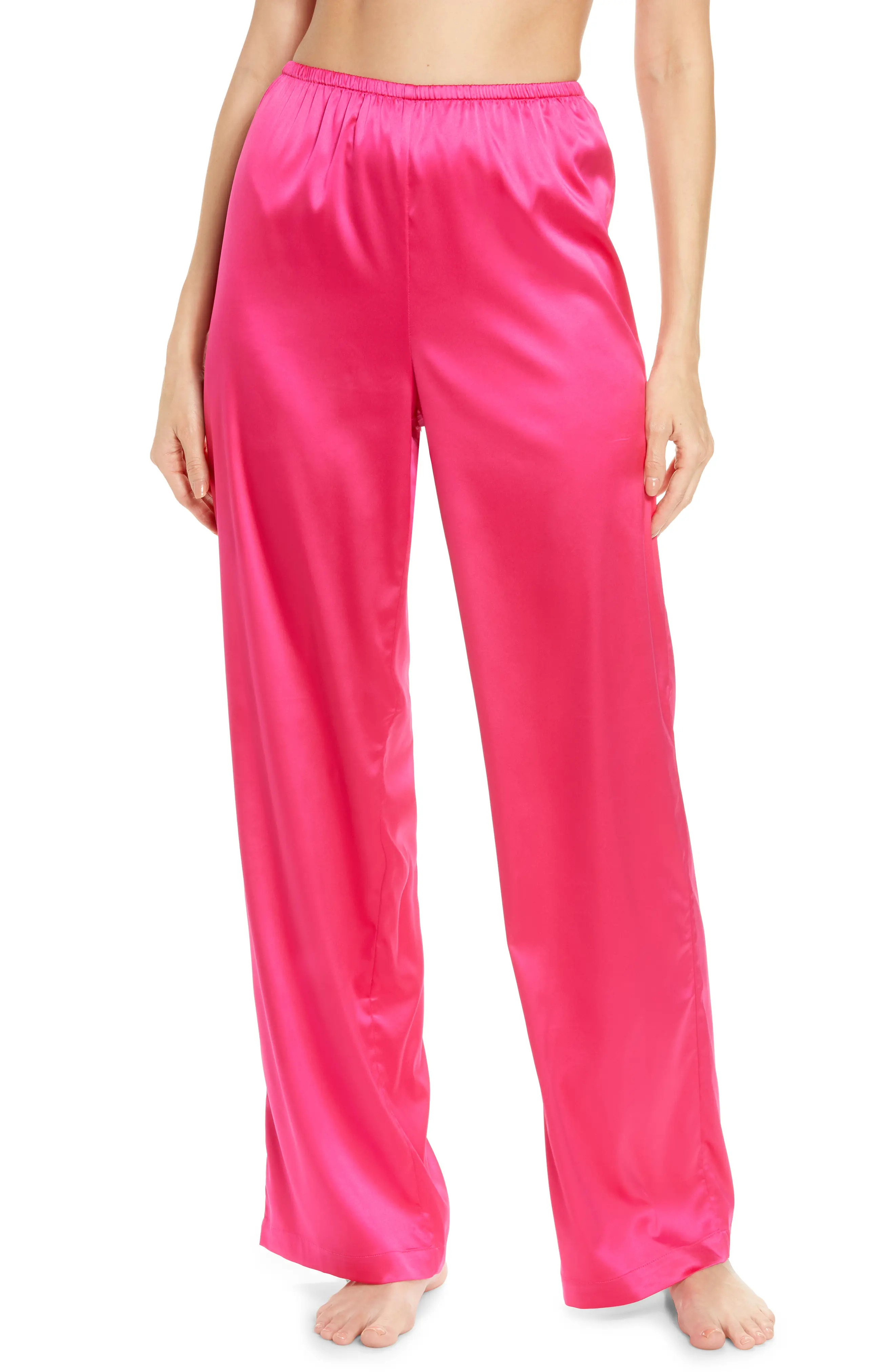 SKIMS Shine Satin Lounge Pants in Raspberry at Nordstrom, Size X-Small | Nordstrom