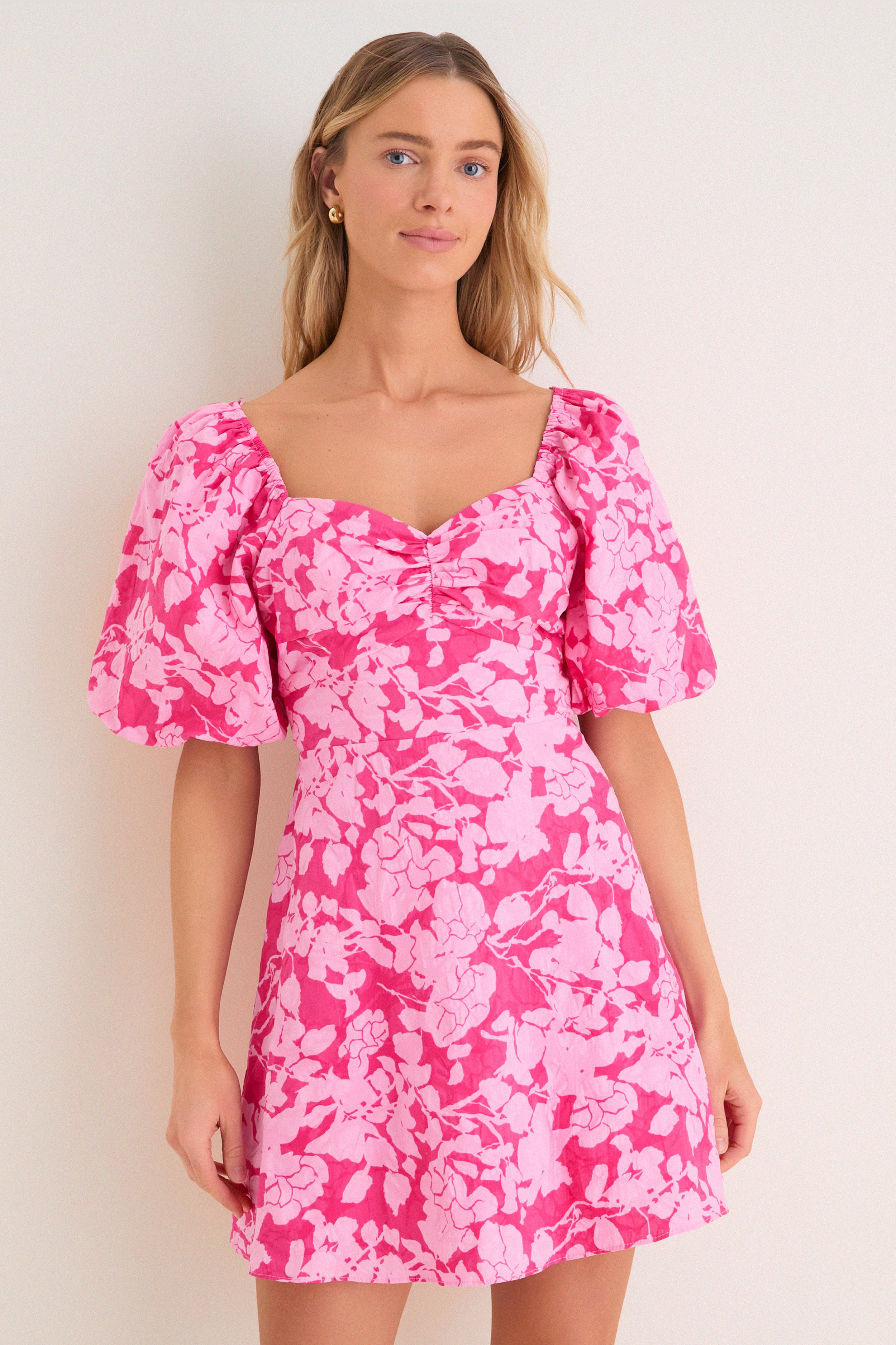 Pink Textured Floral Seaport Mini Dress | Tuckernuck (US)
