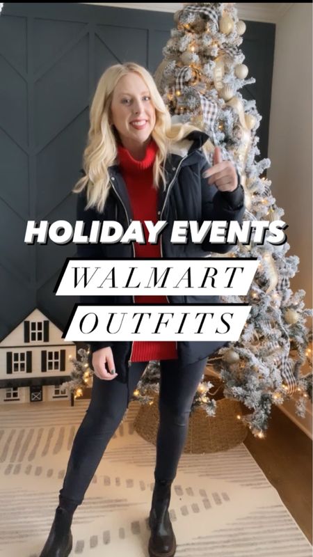 Instagram Reel, Walmart fashion, Walmart outfit, time and tru, holiday outfit, holiday event outfits, ugly Christmas sweater, holiday party, red dress, sequin top, velvet pants, ice skating outfit, warm coat, red sweater, faux leather leggings, striped pajamas, Walmart style 

#LTKHoliday #LTKunder50 #LTKstyletip