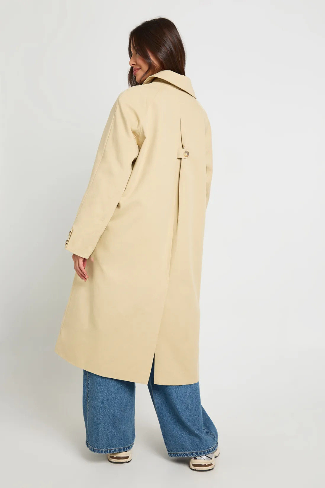 Check Cuff Detail Collared Trench Coat with bag | Boohoo.com (UK & IE)