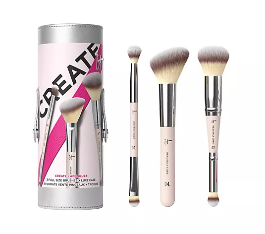 IT Cosmetics 3-Pc Special Edition Holiday Brush Set with Bag | QVC