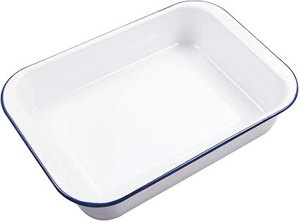 Webake Enamelware 9x13 Baking Pan Oblong Cake Pan Enameled Steel Roasting Pan Baking Dish Lasagna... | Amazon (US)