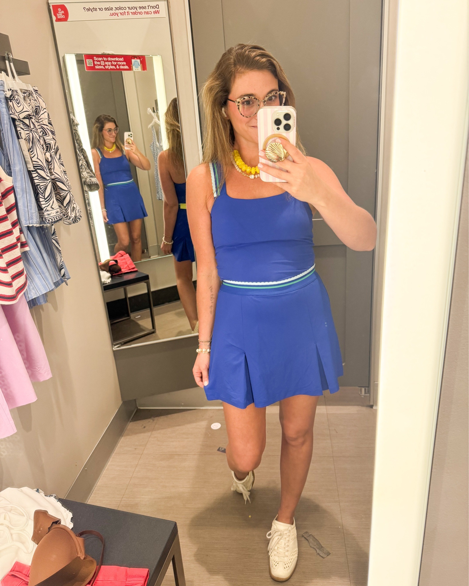Cobalt blue athletic skort and matching workout tank top ! The trim details are so cute 

#LTKmorningroutine #LTKgrwm #LTKfitnessgoals