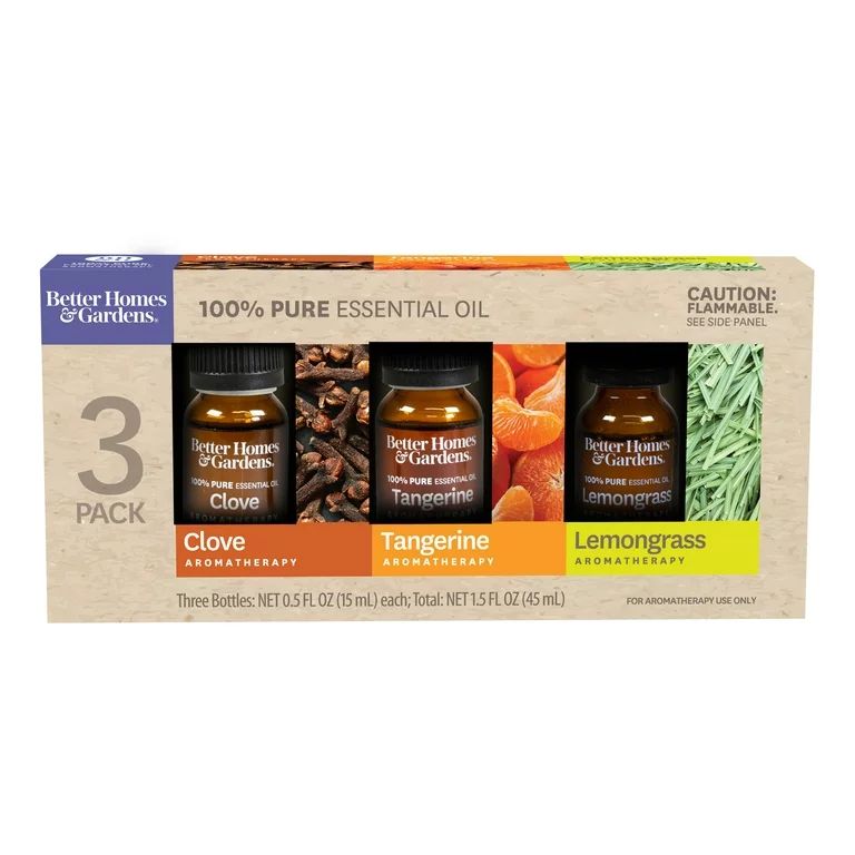Better Homes & Gardens 15 mL - 3 Pack 100 % Pure Essential Oil Set: Clove, Tangerine, and Lemon G... | Walmart (US)