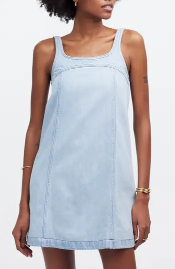 Denim A-Line Sleeveless Minidress | Nordstrom