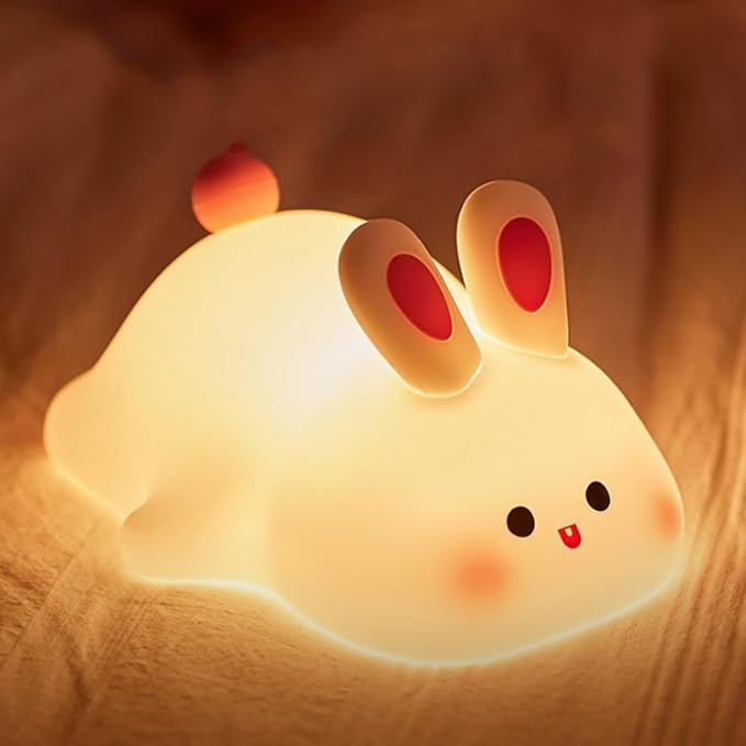ANGTUO Bunny Night Light, Big Face Rabbit Light, Bunny Lamp Dimmable and Rechargeable, Cute Night... | Amazon (US)