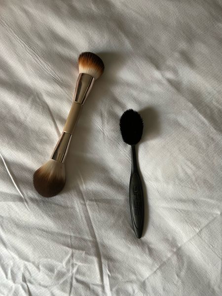 Go to makeup brushes. Black by Artis for foundation and the brush duo for highlight and blush.

#LTKtravel #LTKunder50 #LTKbeauty