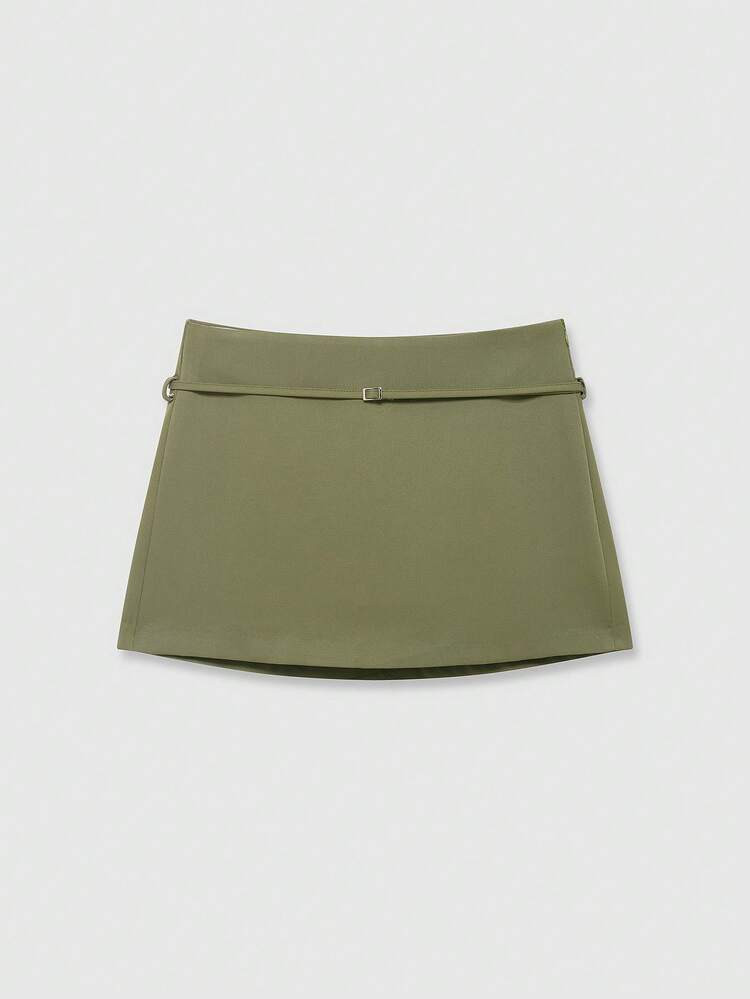 Women's Casual Solid Color Zipper Waist Belt Skorts Summer | SHEIN