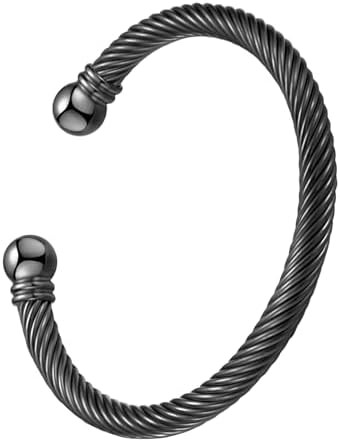 Stainless Steel Twisted Cable Wire Bracelets with Hook Clasp Stylish Roman Digital Bangle Bracele... | Amazon (US)