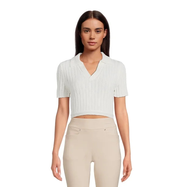 Madden NYC Juniors Cropped Tie Back Polo Top | Walmart (US)
