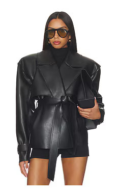 Naked Wardrobe Faux Leather Trench Jacket in Black from Revolve.com | Revolve Clothing (Global)