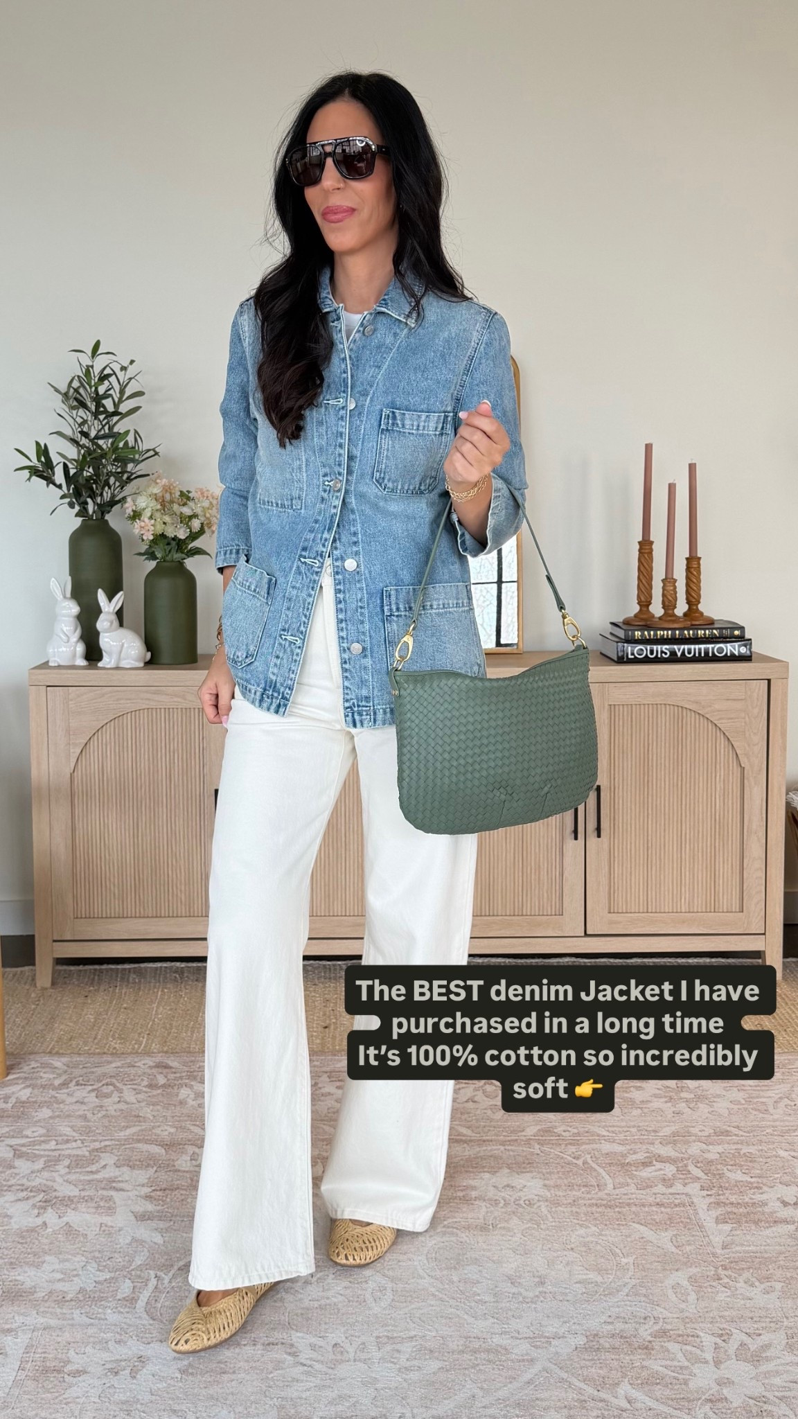 This 100% cotton denim jacket is one of those pieces that just feels expensive… but the price is so good ($60). It’s incredibly soft (no stiff denim here 🙌), lightweight, and the fit is perfection for everyday wear.
I paired it with a simple neutral base and a pop of green for that fresh spring feel 🌿
@levi jeans - wearing a 27x32 in the color barely freezing 

#LTKU #LTKTall #LTKOver40