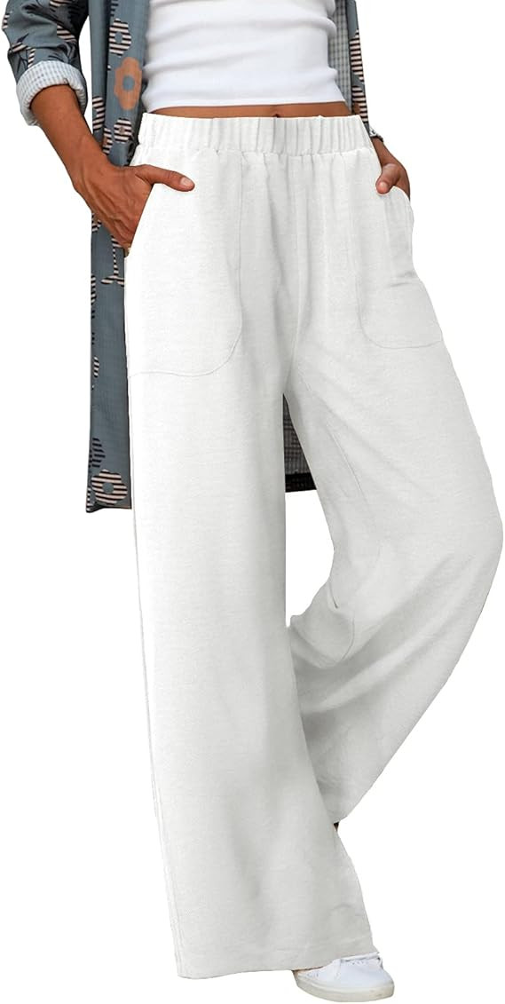 Acelitt Womens Casual Pants Capris Drawstring Elastic Waist Comfy Trousers with Pockets | Amazon (US)