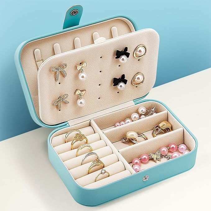 Travel Jewelry Box, Small Jewelry Organizer Boxes for Women Girls, 2 Layer Travel Jewlery Case, C... | Amazon (US)
