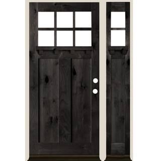 Krosswood Doors 50 in. x 80 in. 6-Lite Craftsman Left Hand Black Stain Douglas Fir Prehung Front ... | The Home Depot