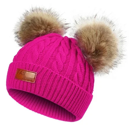 Odeerbi Clearance Beanie Hat For Boys Girls Winter Knitted Beanie With Pom Pom Kids Warm Thick Ski C | Walmart (US)