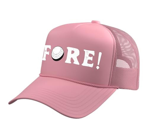 Golfing Fore Funny Golfer Golf Player Dad Men Women Kids Trucker Hat with Adjustable Mesh Back, Pink | Amazon (US)