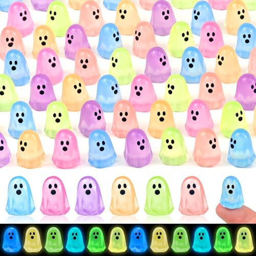Feivando 84 Pcs Halloween Luminous Mini Resin Ghost Figures Glow in The Dark Tiny Little Ghost Statue Miniature Figurines for Halloween Crafts Vase Filler Micro Landscape Fairy Garden Party Decor | Amazon (US)