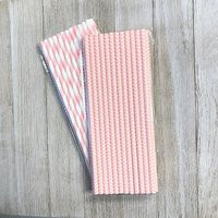 Pink Straws, 25 Stripe & Chevron Light Paper Birthday Party, Baby Shower, Wedding, Free Shipping | Etsy (US)