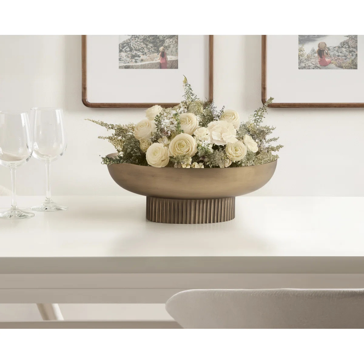 Rooks Ribbed Decorative Oval Metal Bowl | Wayfair North America