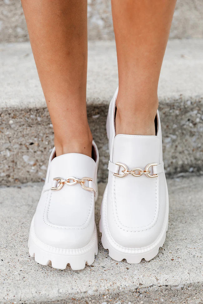 Stacey Cream With Gold Chain Loafer FINAL SALE | Pink Lily