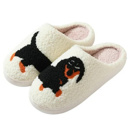 BERANMEY Cute Animal Puppy Butterfly Dogs Slippers for Women Perfect Soft Plush Comfy Warm Slip-On Slippers fo Women Indoor Fluffy House Slippers for Women and Men Non-slip Fuzzy Flat Slides | Walmart (US)