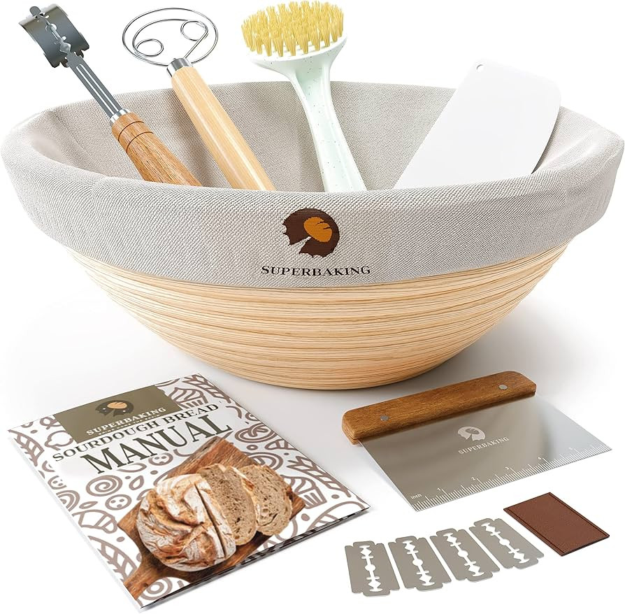Superbaking Banneton Bread Proofing Basket Set, Round 9" Sourdough Proofing Basket for Bread Maki... | Amazon (US)