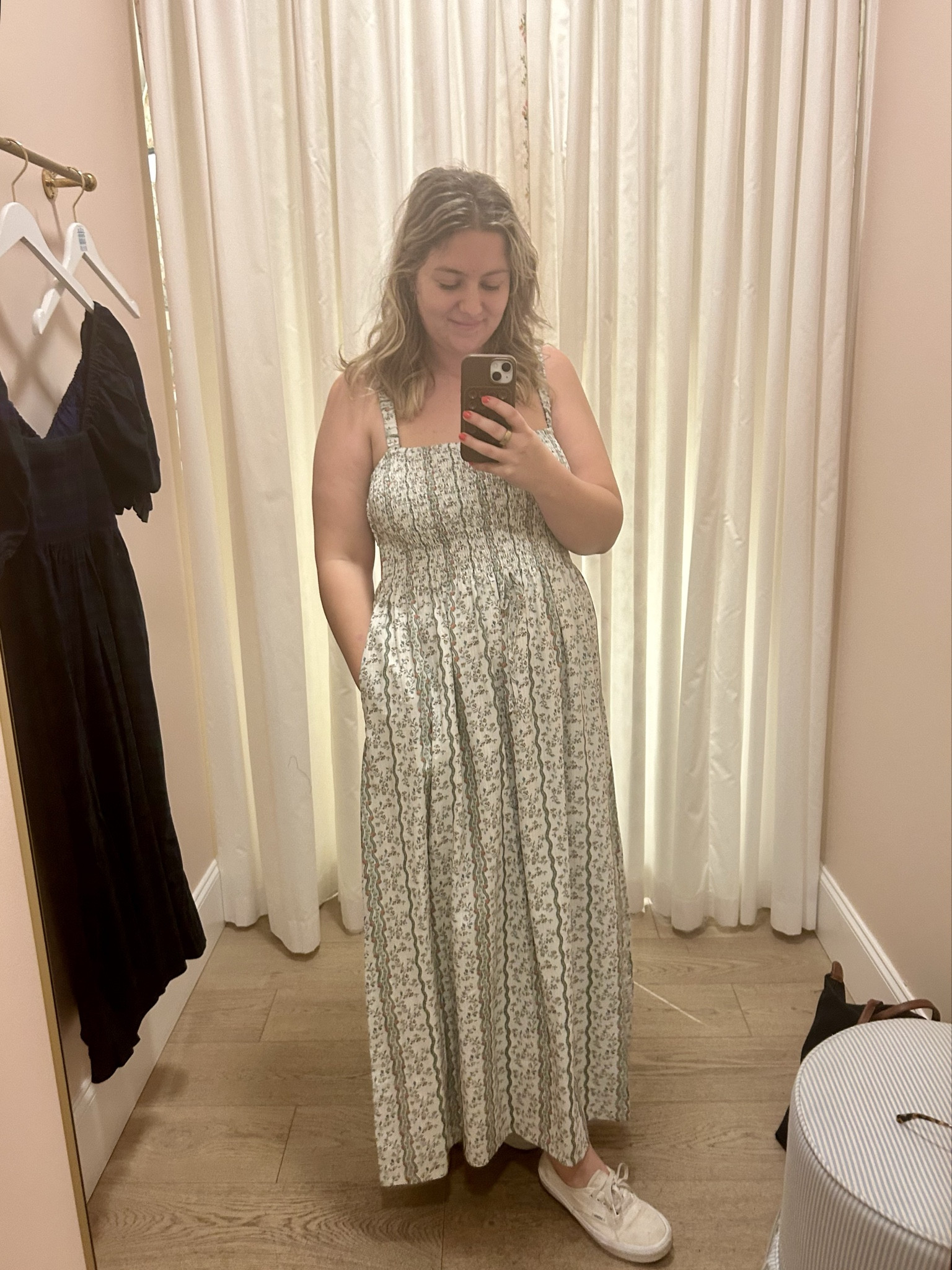 Someone get me to a picnic ASAP! This hill house midi dress I think is from their summer collection and it feels very summery with an open back, but I love the colors and I’m planning on pairing it with jean jackets on warmer days and thick, heavy sweaters to be able to wear it throughout the fall and winter. 