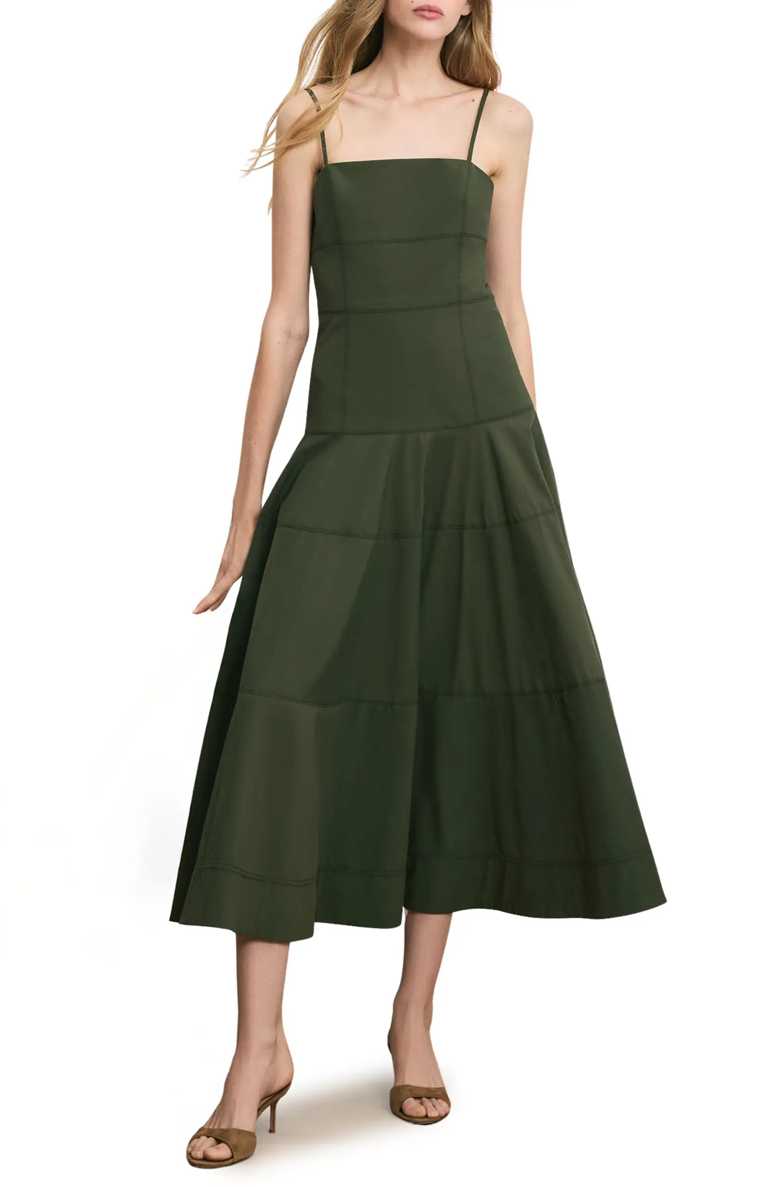 Ilona Topstitch Detail Cotton Blend Dress | Nordstrom