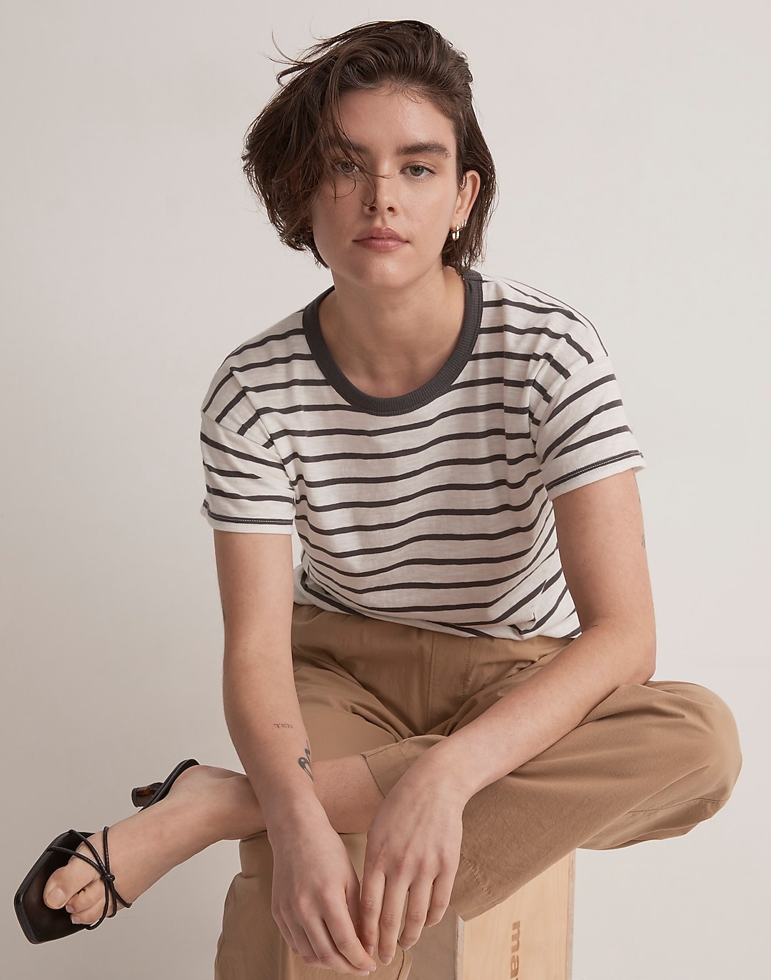 Whisper Cotton Crewneck Tee in Darville Stripe | Madewell