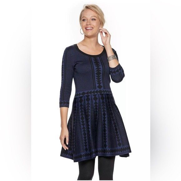 Nina Leonard Geometric Print Sweater Dress | Poshmark