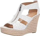 Michael Michael Kors Damita Wedge Bright White Mini Mk Logo Coated Canvas/Jute 10 | Amazon (US)