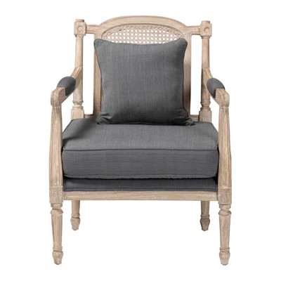 Canley French Provincial Grey Fabric Whitewashed Mahogany Wood Armchair | Wayfair North America