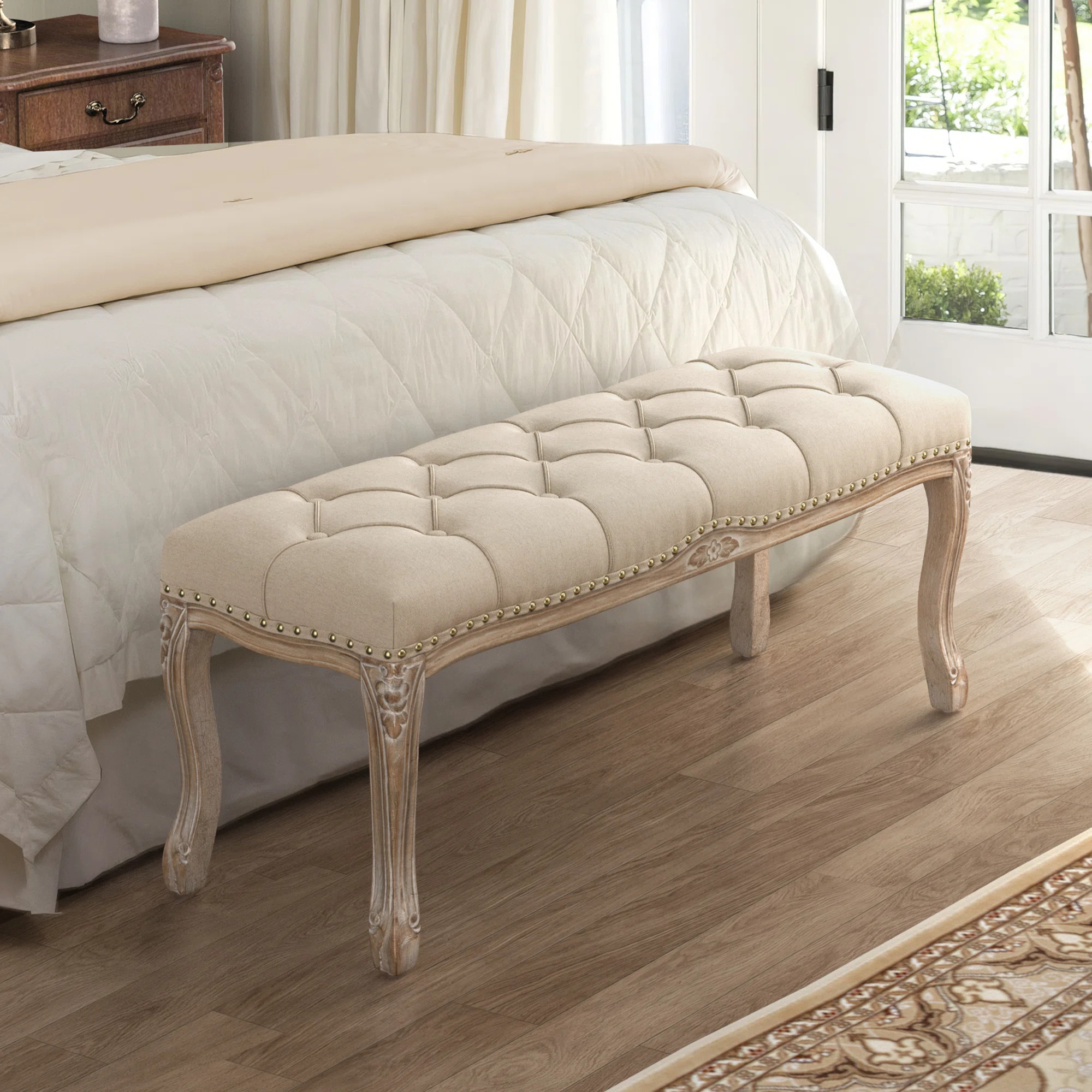 Barajas Linen Upholstered Bench | Wayfair North America