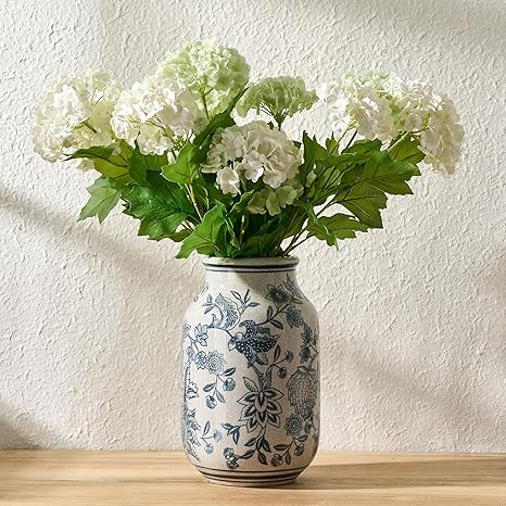 SIDUCAL Blue and White Vintage Vase, 9.4 Inch Ceramic Chinoiserie Floral Vase, Retro Ice Cracked ... | Amazon (US)
