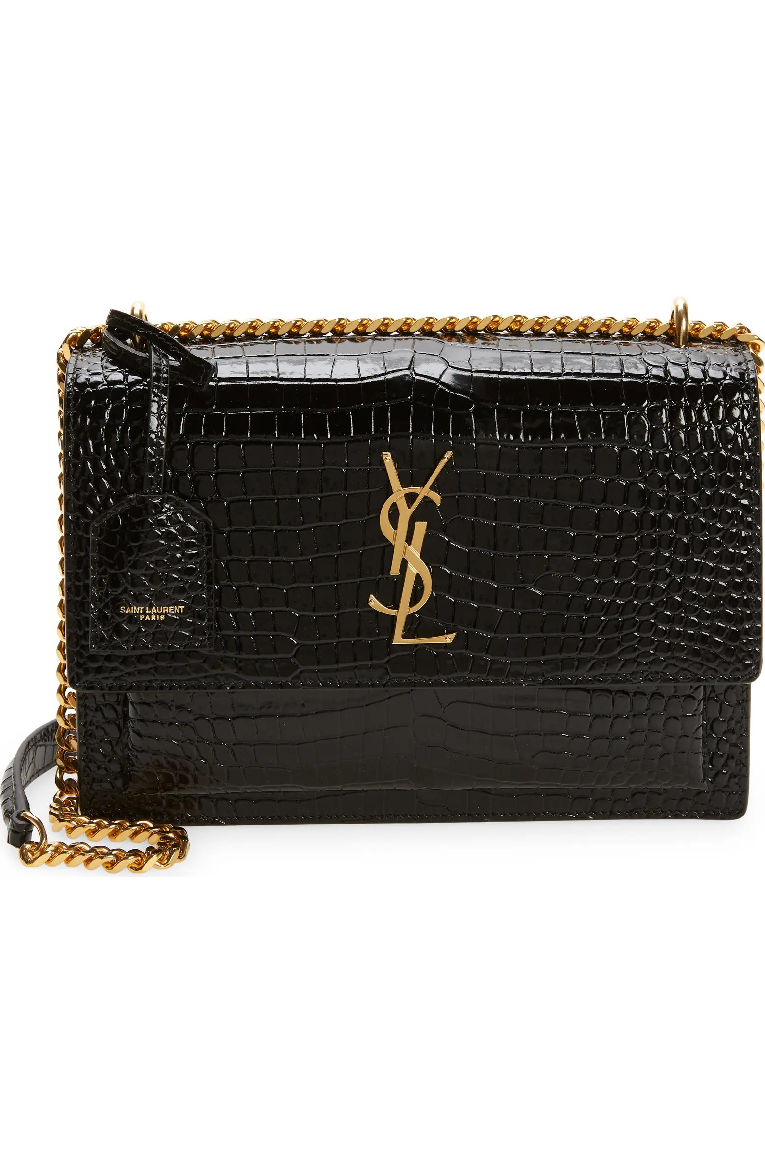 Saint Laurent Medium Sunset Croc Embossed Leather Shoulder Bag | Nordstrom | Nordstrom