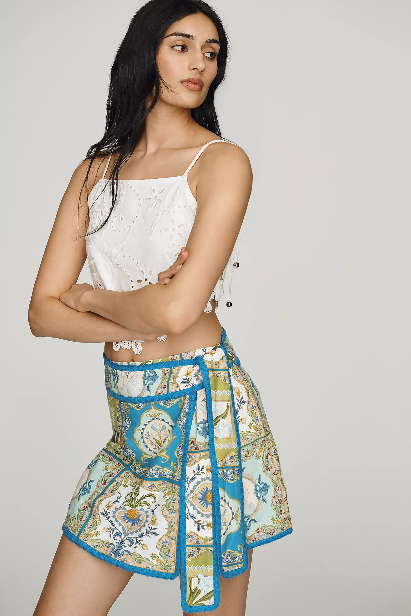 Farm Rio Linen Wrap Skort | Anthropologie (US)