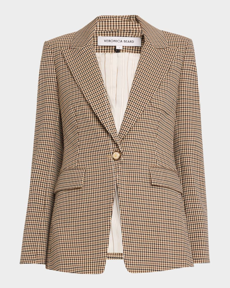 Veronica Beard Livvy Single-Button Houndstooth Dickey Jacket | Neiman Marcus