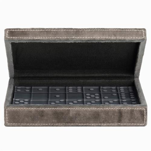 Pigeon and Poodle Keokee Modern Classic Charcoal Velvet Domino Box Set - Standard | Kathy Kuo Home