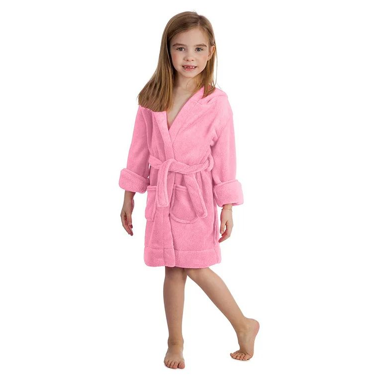 Elowel Pajamas Kids Robe with Hood for Boys and Girls Fleece Robes Light Pink Size 2T | Walmart (US)