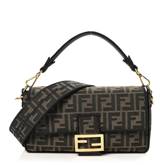 Fabric Jacquard FF 1974 Medium Baguette Tobacco Moro Black | FASHIONPHILE (US)